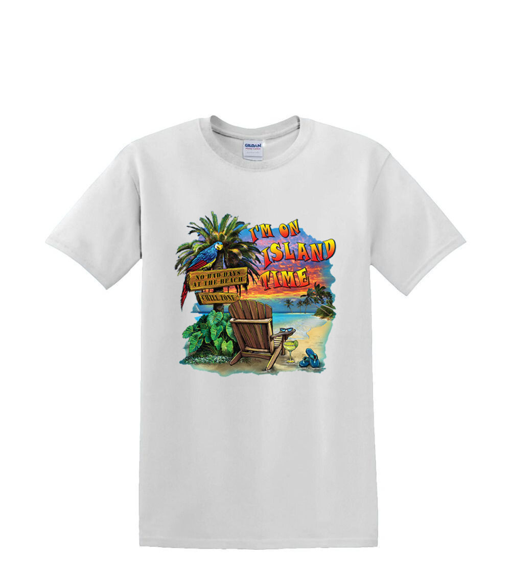 T-Shirt S to 2XL 3XL - ISLAND TIME relax resort neon fun adult gallery