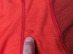 American Eagle Shirt Mens medium active wear red small hole back see photo