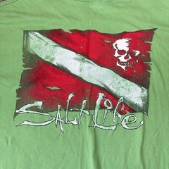 Salt Life Scuba Dive Flag Skull Graphic T-Shirt Mens Large Green Tee