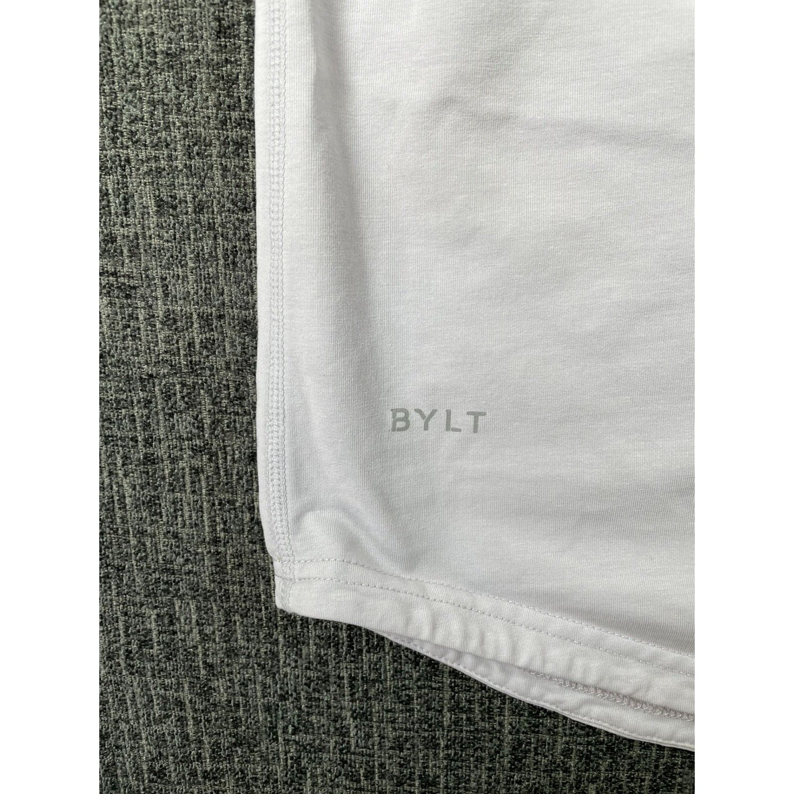 BYLT Basics Drop Cut Lux Short Sleeve White Tee Shirt Mens Medium Curved Hem gallery