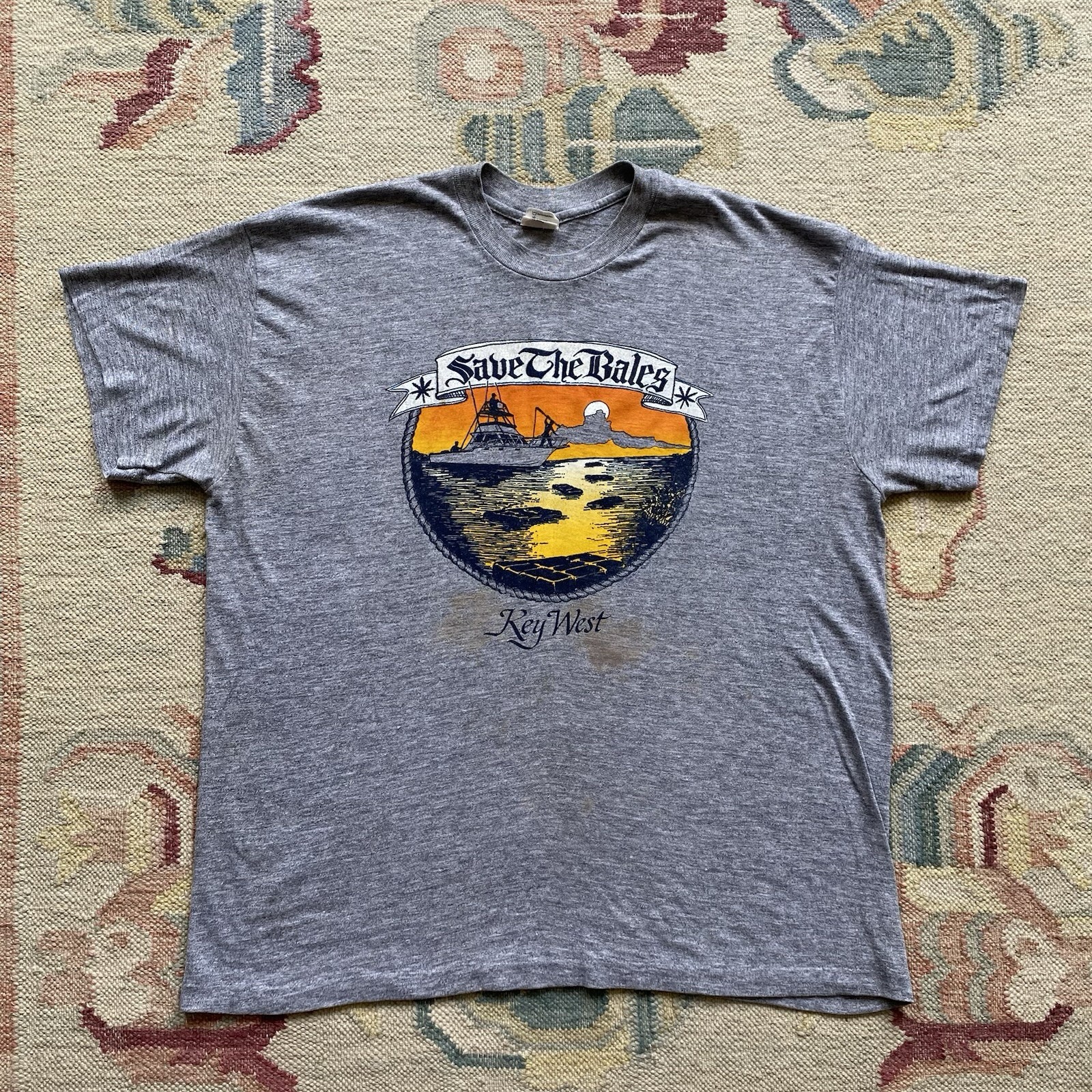 80s Save The Bales T Shirt Tri Blend Vintage XL Rayon Gray Drug Humor Florida gallery