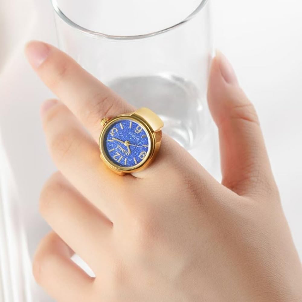 6Pcs Unisex Creative Finger Watch Round Dial Shiny Adjustable Strap Analog Qu... gallery