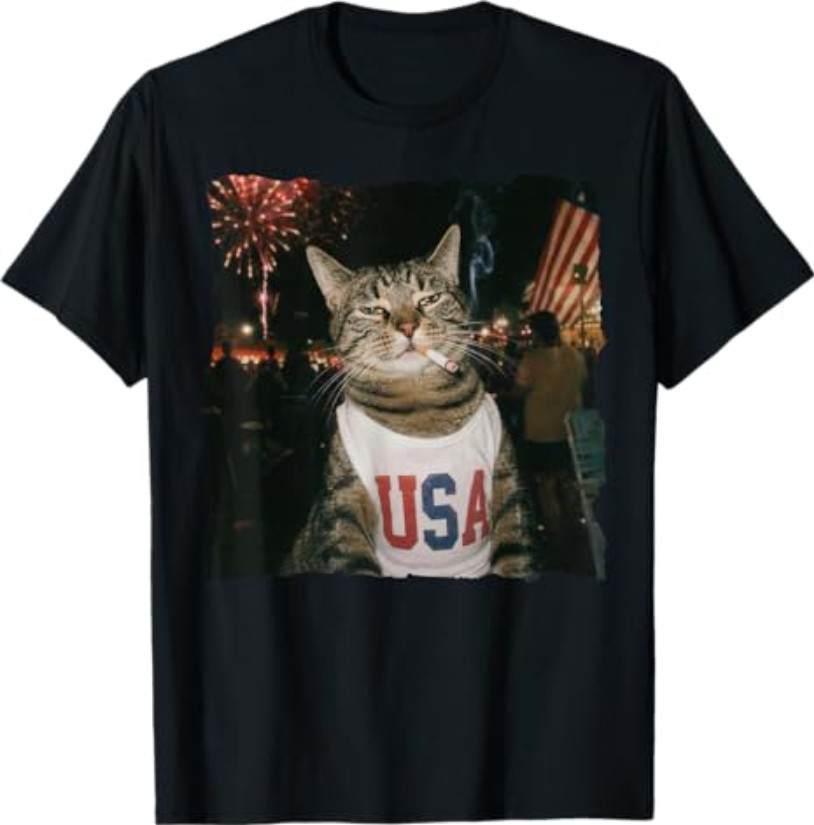 July 4th Patriotic Cat Smoking Cigarette 250 Years Cat Lover T-Shirt gallery