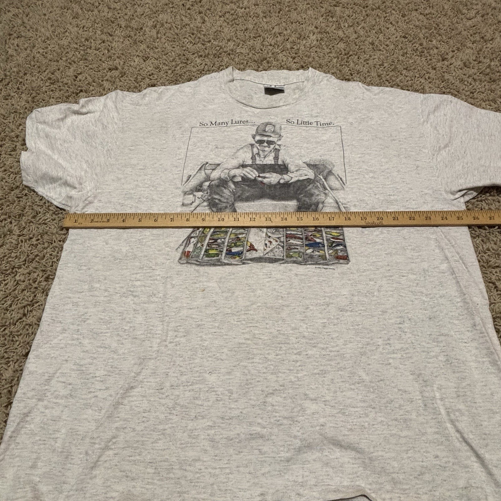 So Many Lures So Little Time Oneita Graphic T Shirt Men's Size XXL Made In USA gallery