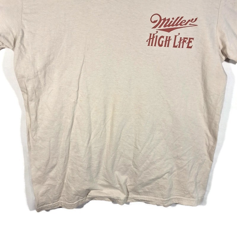 Miller High Life Beer Graphic Tshirt Mens L Short Sleeve Crew Neck Beige Cotton gallery