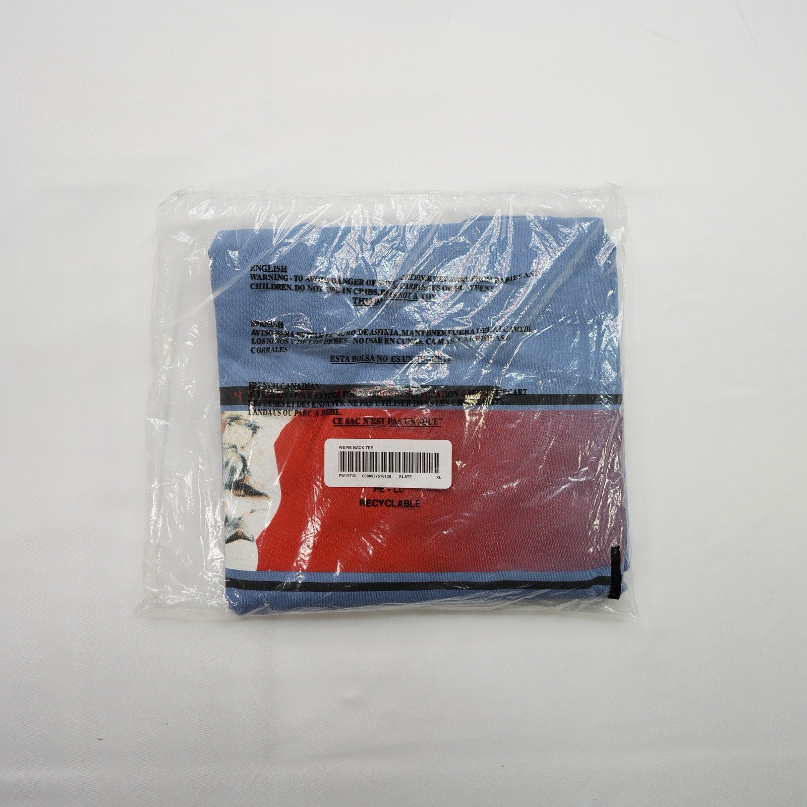 Supreme NWT We’re Back Tee Slate FW19 🔥 Size XL Blue BRAND NEW FACTORY SEALED gallery