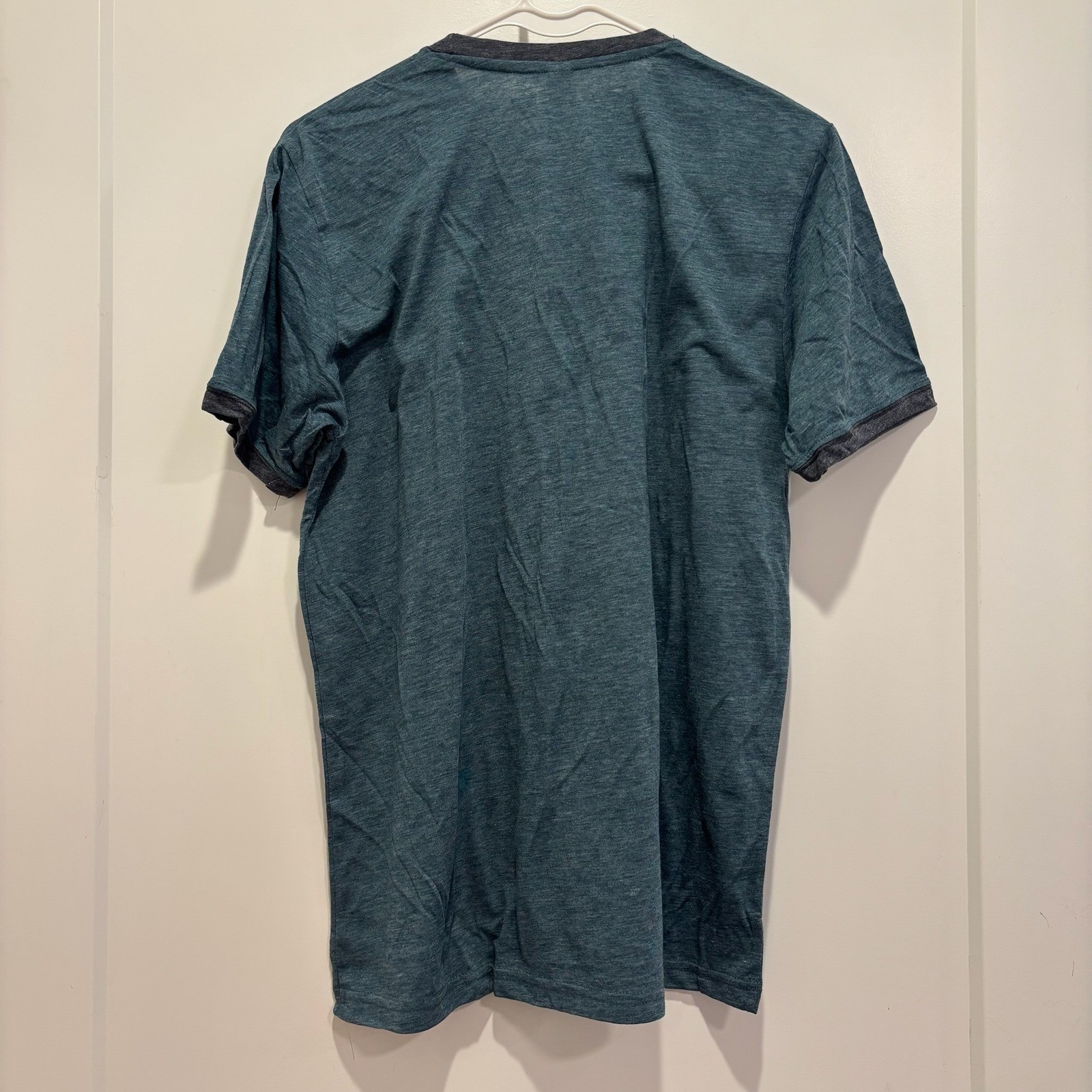 Next Level Apparel Mens Ringer T-Shirt Heather Teal Charcoal Grey Size S gallery