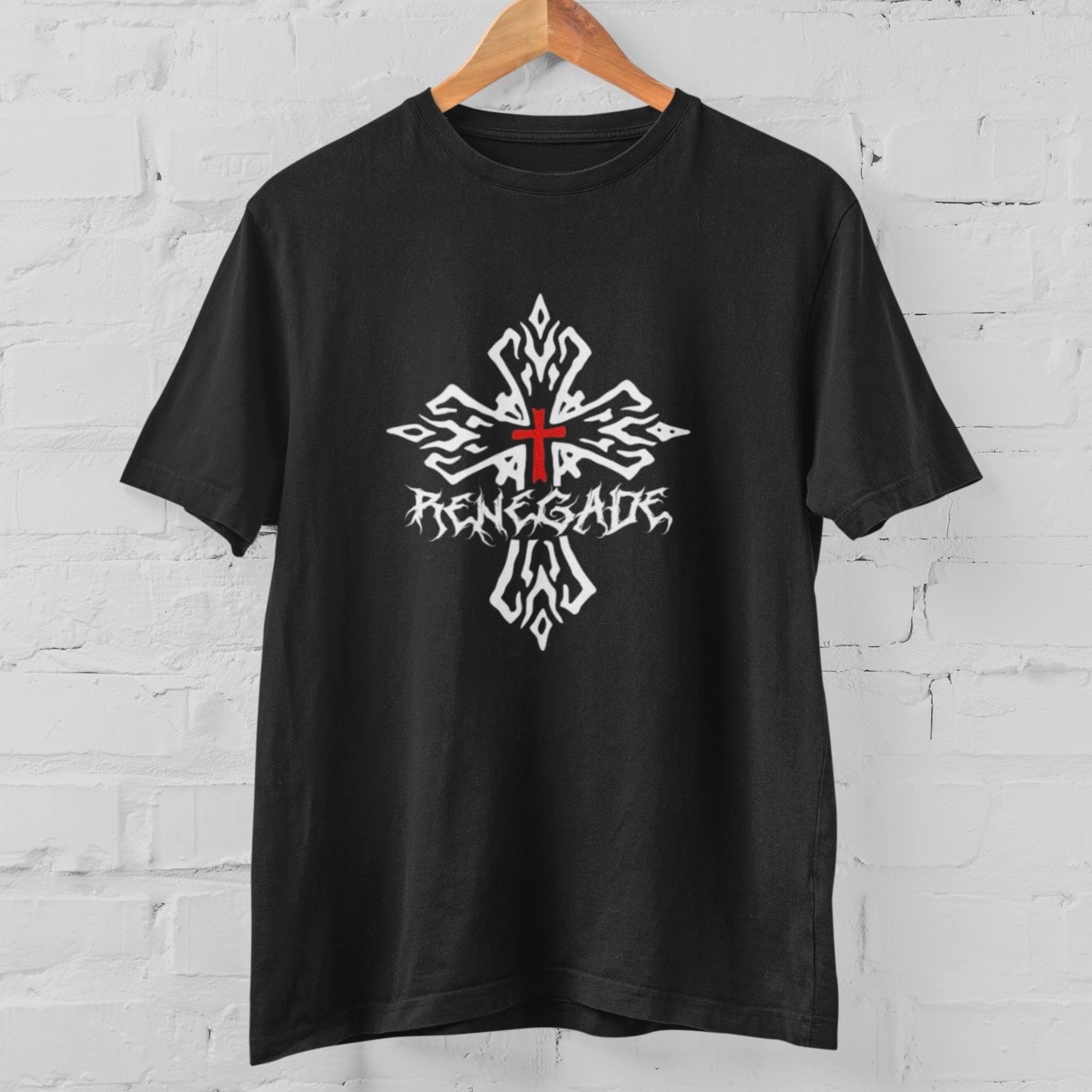 Renegade Cross Shirt Gothic Y2K Punk Streetwear Graphic T Shirt 100% Cotton