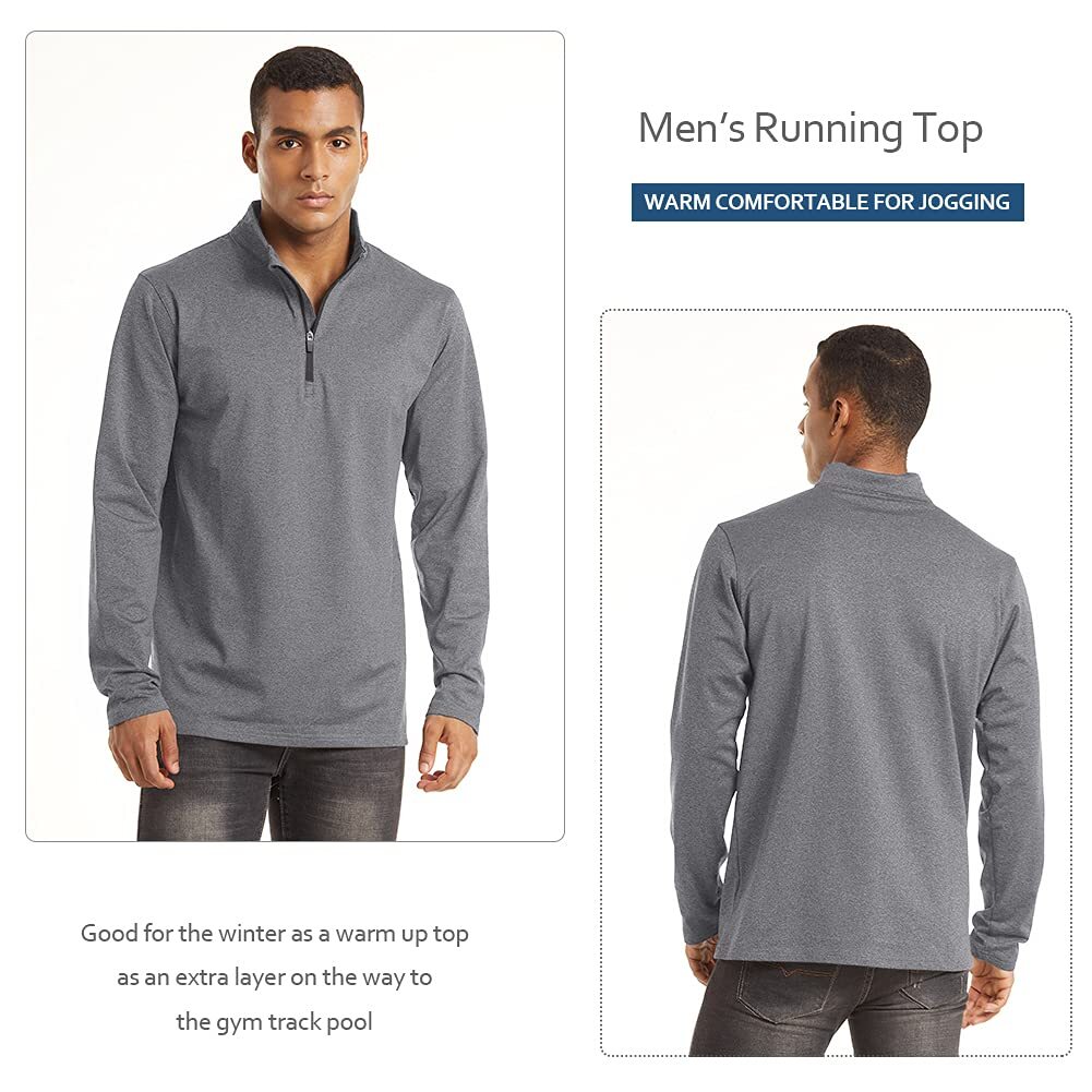 Mens Athletic Shirts Long Sleeve 1/4 Zip Lightweight Fleece Golf Active Pullover gallery