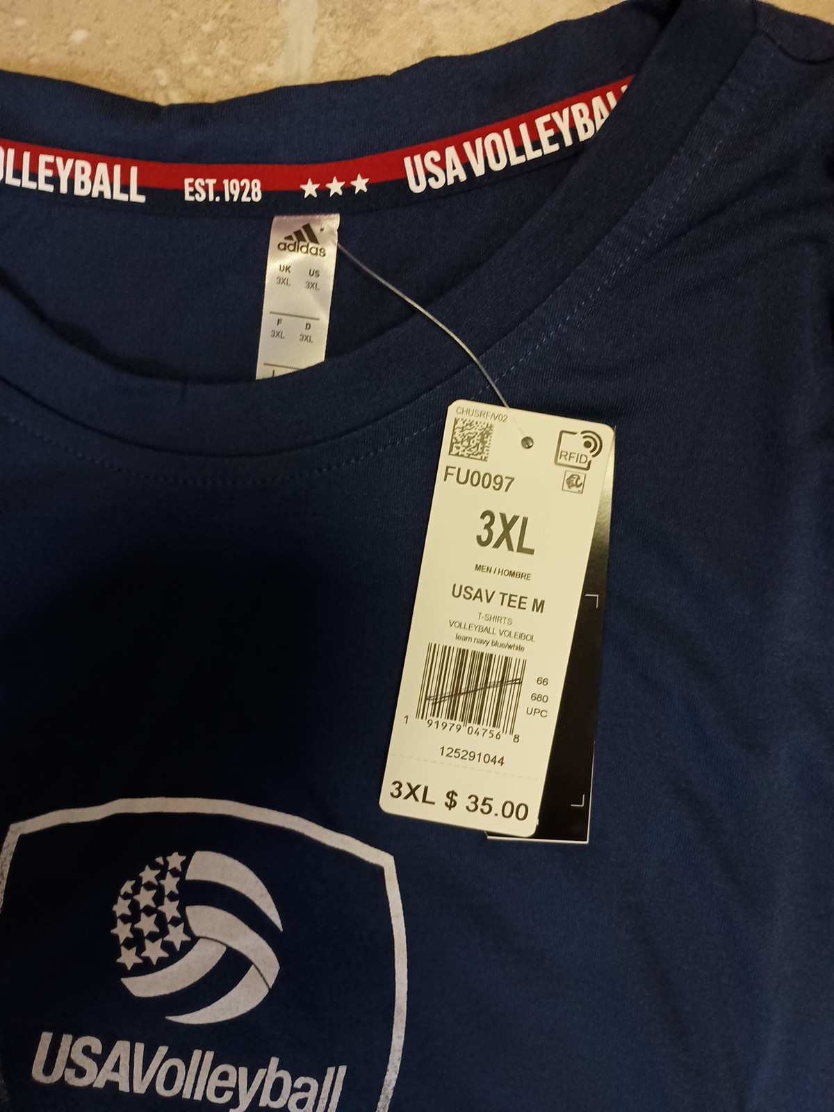 Mens New Adidas Team USA Olympics Volleyball Jersey Shirt 3XL NWT gallery