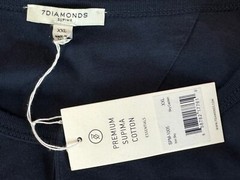 7 Diamonds Premium Supima Cotton Henley Tee Mens XXL NWT Long Sleeve Navy Shirt