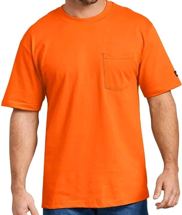 Genuine Dickies Men's 4XL Longer Length Pocket Tee ORANGE High Viz T-Shirt 21421 gallery