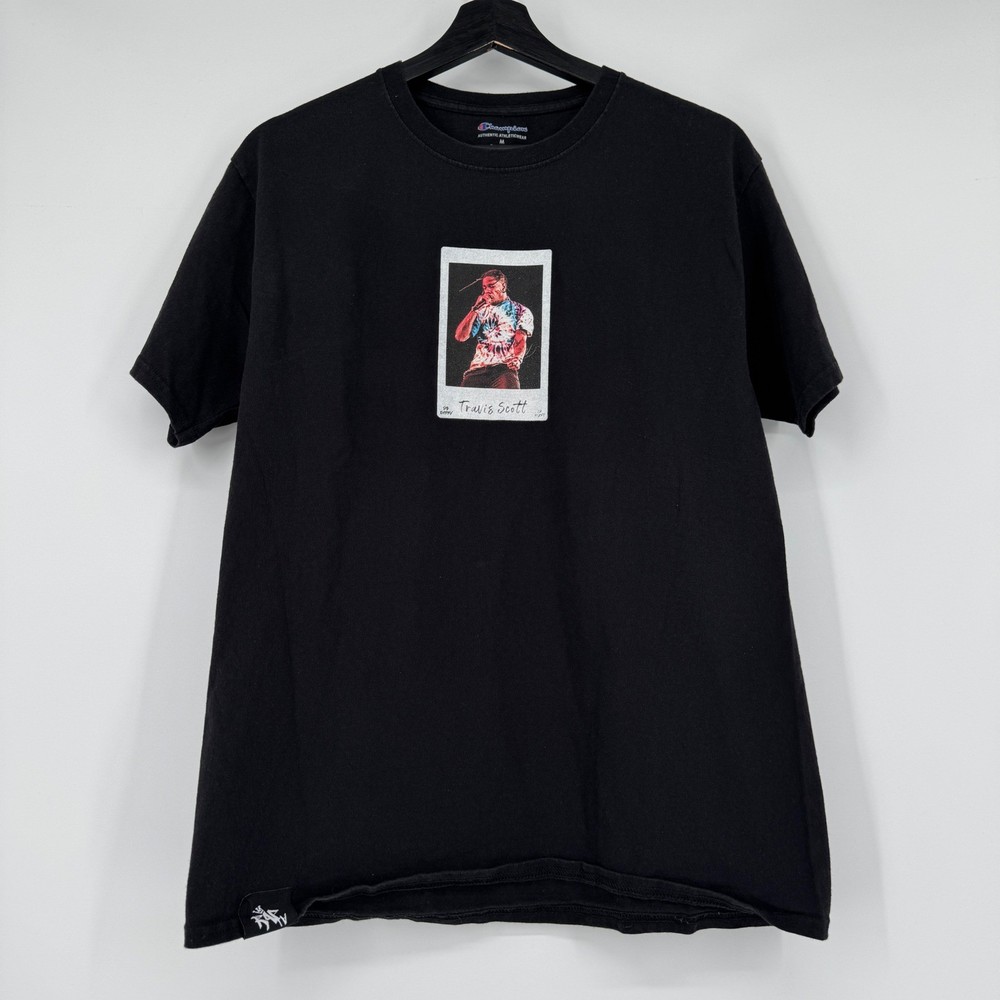 Champion Travis Scott RapTV Madness Graphic T-Shirt Mens Medium Black Hip Hop