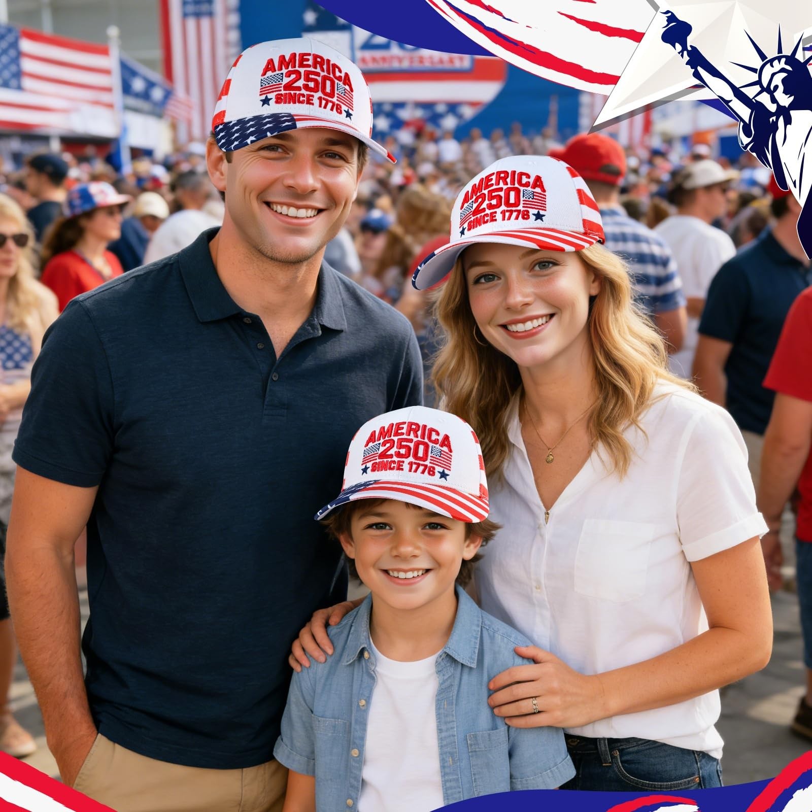 American Flag Hat Baseball Cap for Men Boys, Adjustable Patriotic Hat, Father... gallery