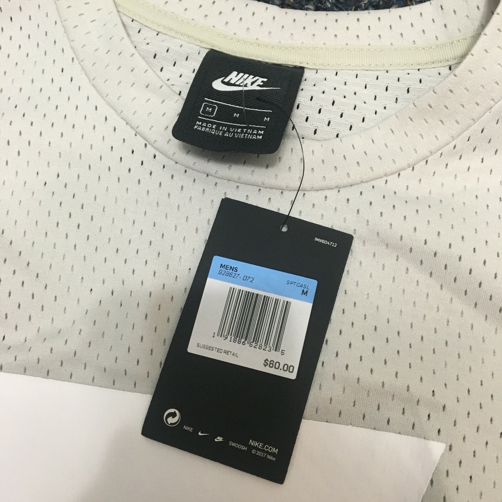 Nike Sportswear NSW Men's Mesh Tee Light Bone White 928627-072 gallery