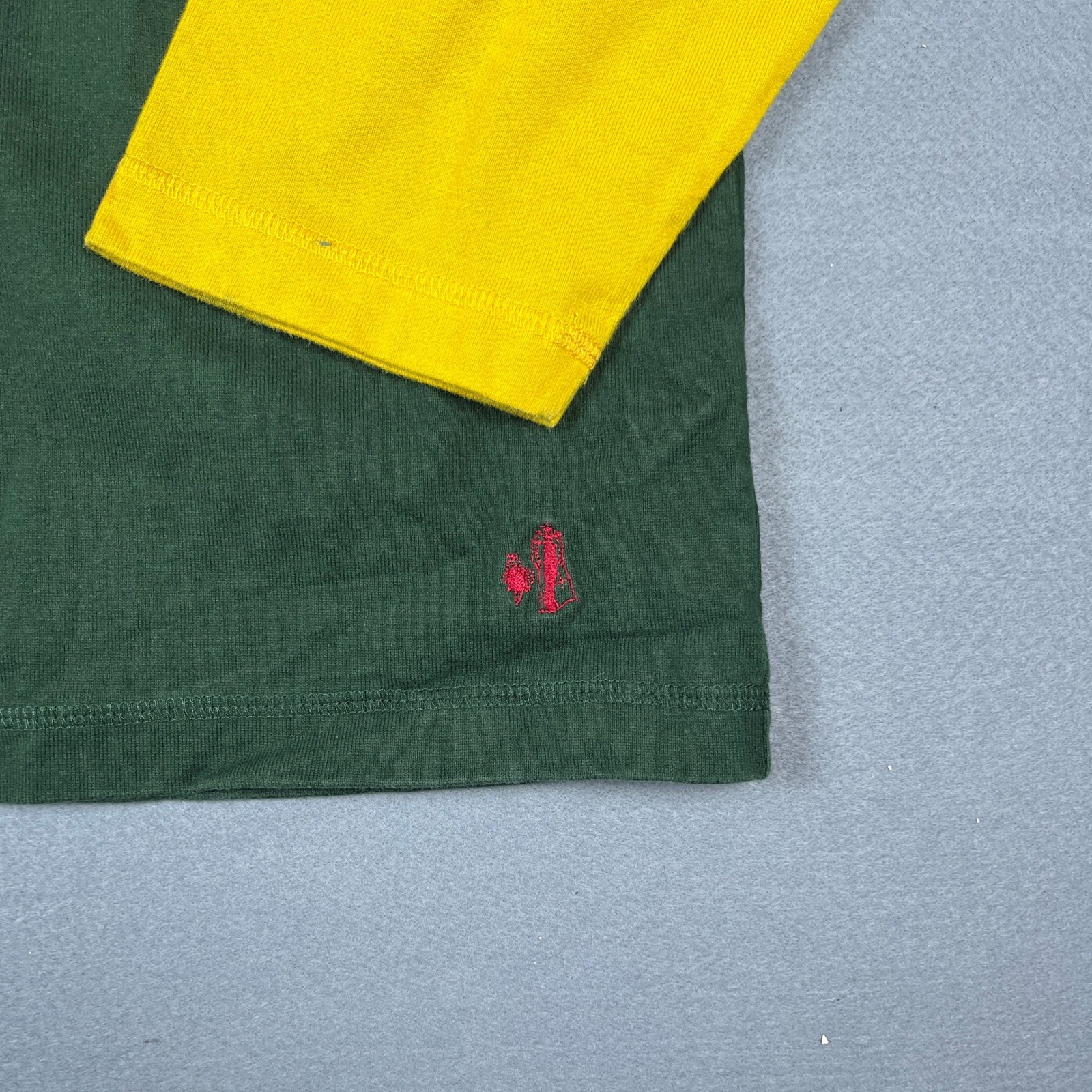 J Peterman Mens Green Yellow Quilted Patch Long Sleeve Rugby Jersey Shirt S gallery