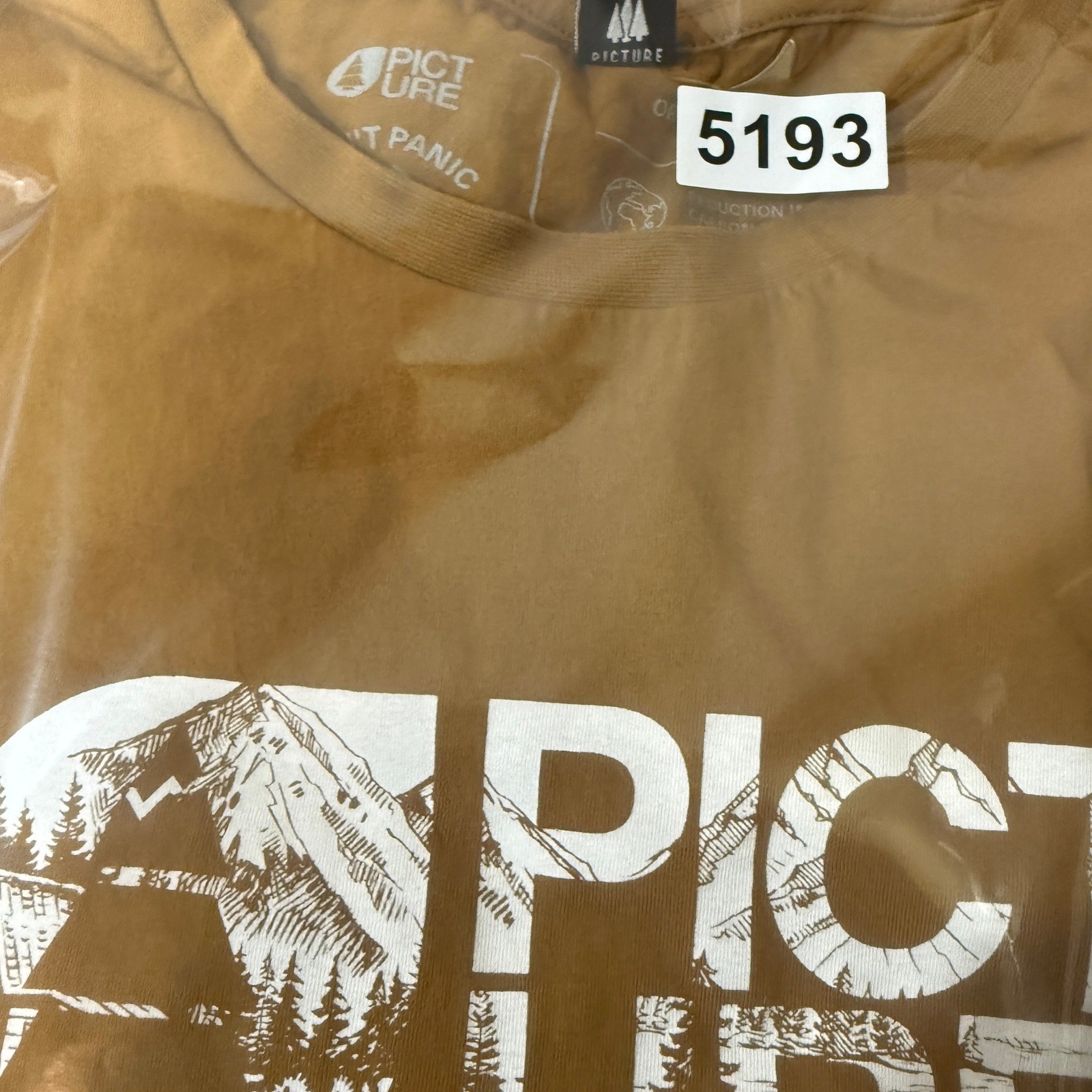 Picture Organic Clothing Mens XL Mustard Yellow Graphic Mountain T-Shirt Organic gallery