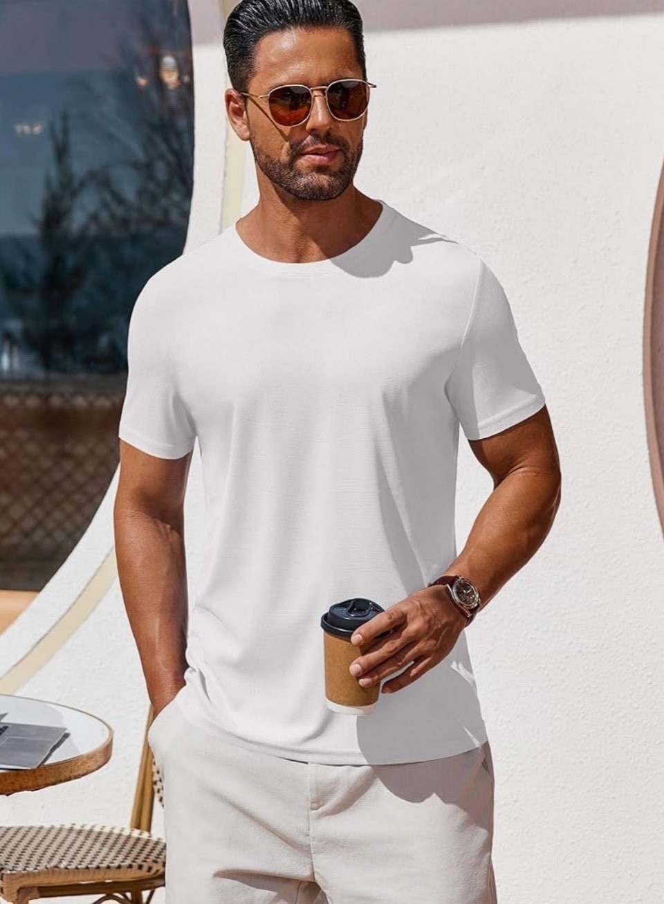 QUINCE Mens Crew Casual Basic 100% Cotton T-Shirt Tee Black White Navy 1-3 Pack gallery