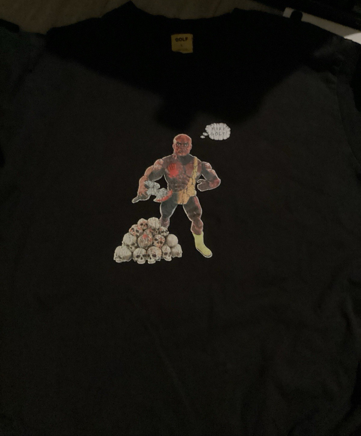 GOLF Wang Black Cotton Short Sleeve Crew Neck Wrestler Skulls Graphic T-Shirt gallery