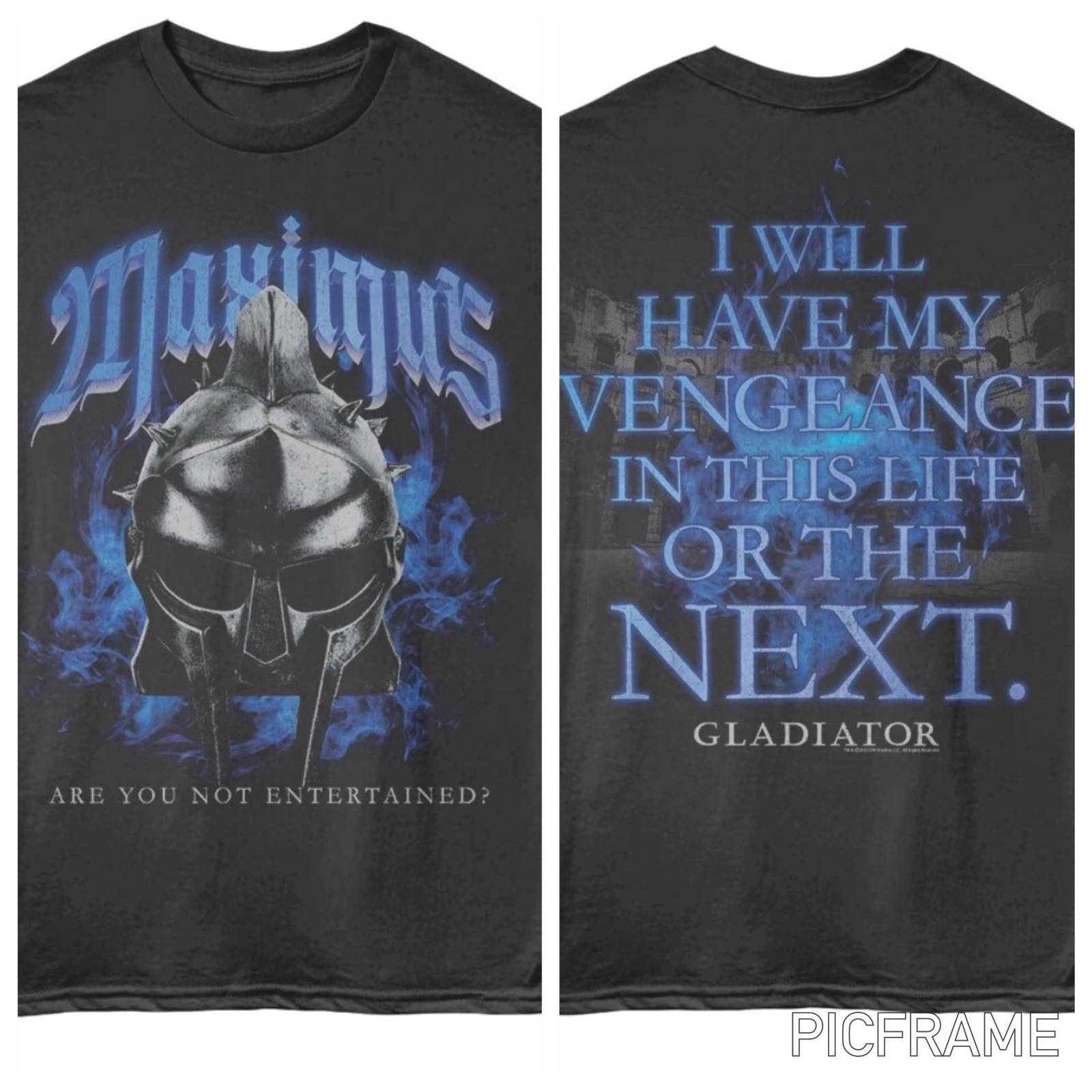 GLADIATOR Movie T-Shirt MAXIMUS I WILL HAVE VENGEANCE 2 Sided Official Cotton