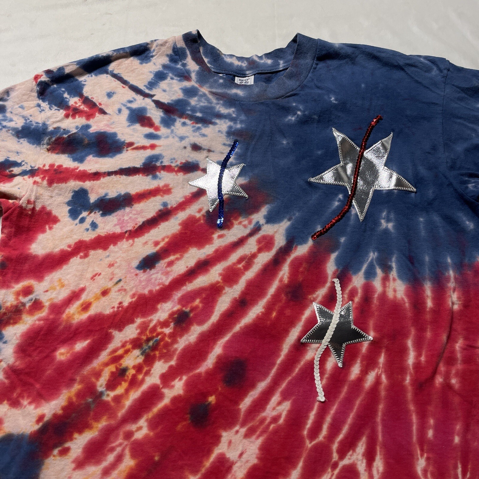 Vintage 90s Single Stitch T-Shirt Men’s Large Tie Dye Patriotic Stars USA Made gallery