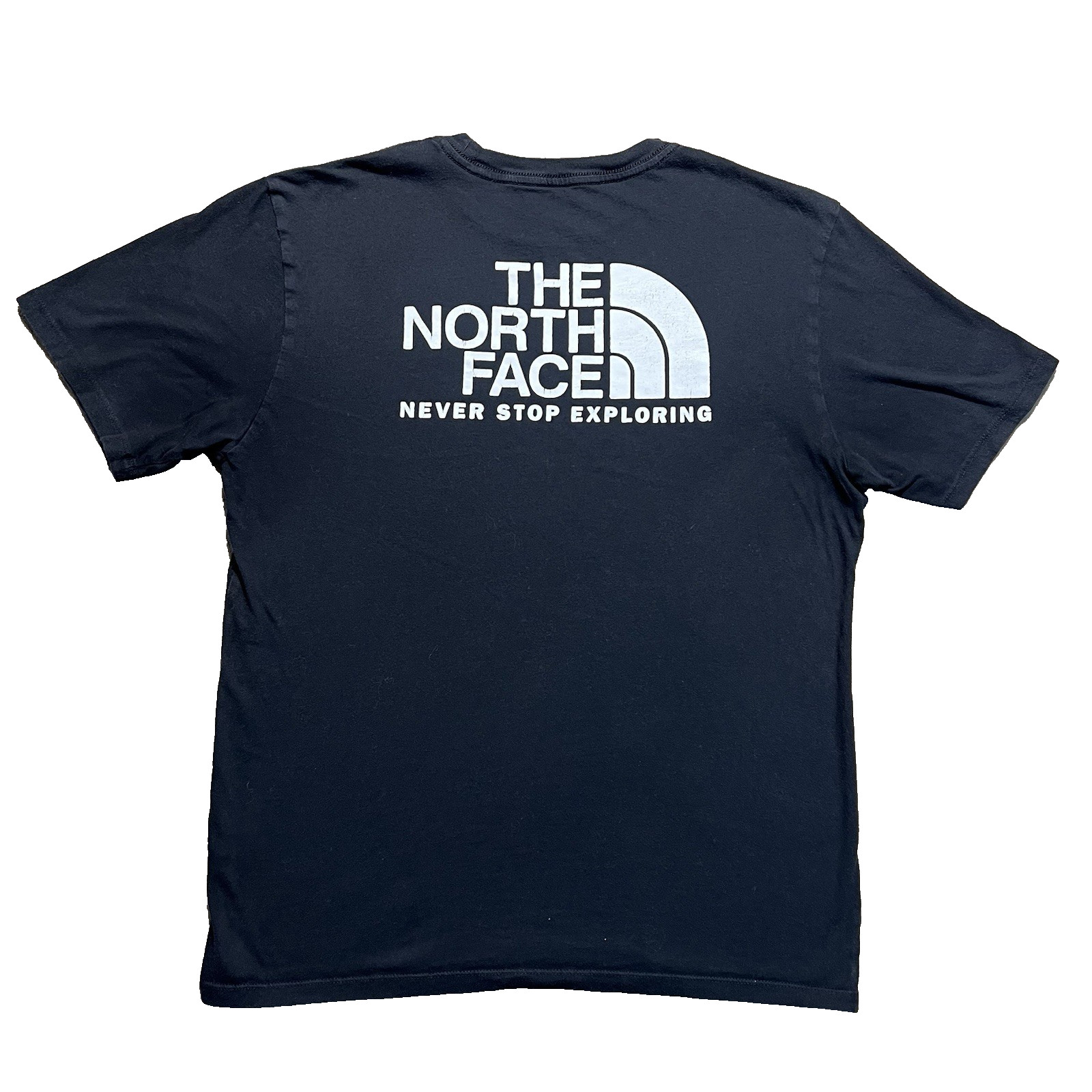 The North Face T Shirt Mens M Black Double Sided Big Logo Hiking
