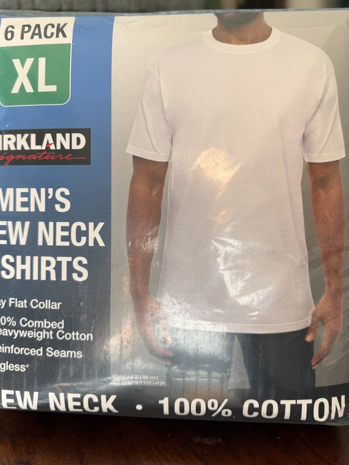 NEW! Kirkland Signature Men’s Crew Neck T-Shirt 100% Cotton White – XLarge 6 PK