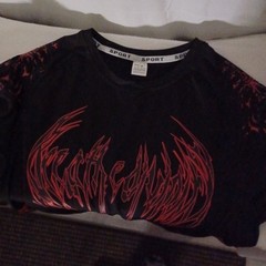 Compression T-Shirt SPORT Black/Red Bold Tribal Graphic Short-Sleeve Men M