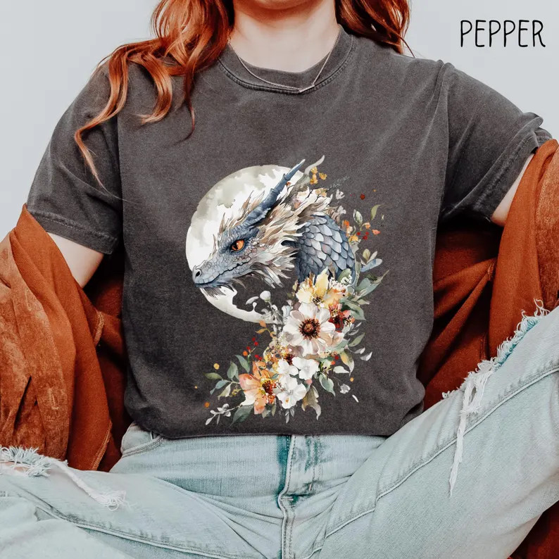Vintage Moon Dragon Fantasy Art Comfort Tee Shirt Men Women Soft gallery
