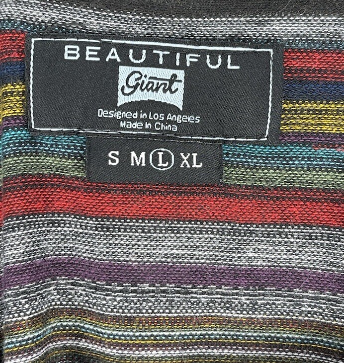 BEAUTIFUL GIANT MEN'S CREW NECK SHORT SLEEVE T-SHIRT STRIPE MULTICOLOR SIZE LARG gallery