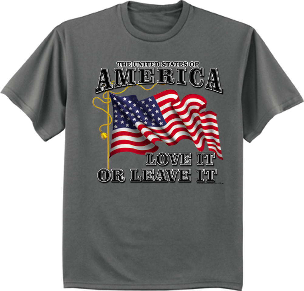 Big and Tall t-shirt USA American flag love it or leave July 4th tee mens gallery