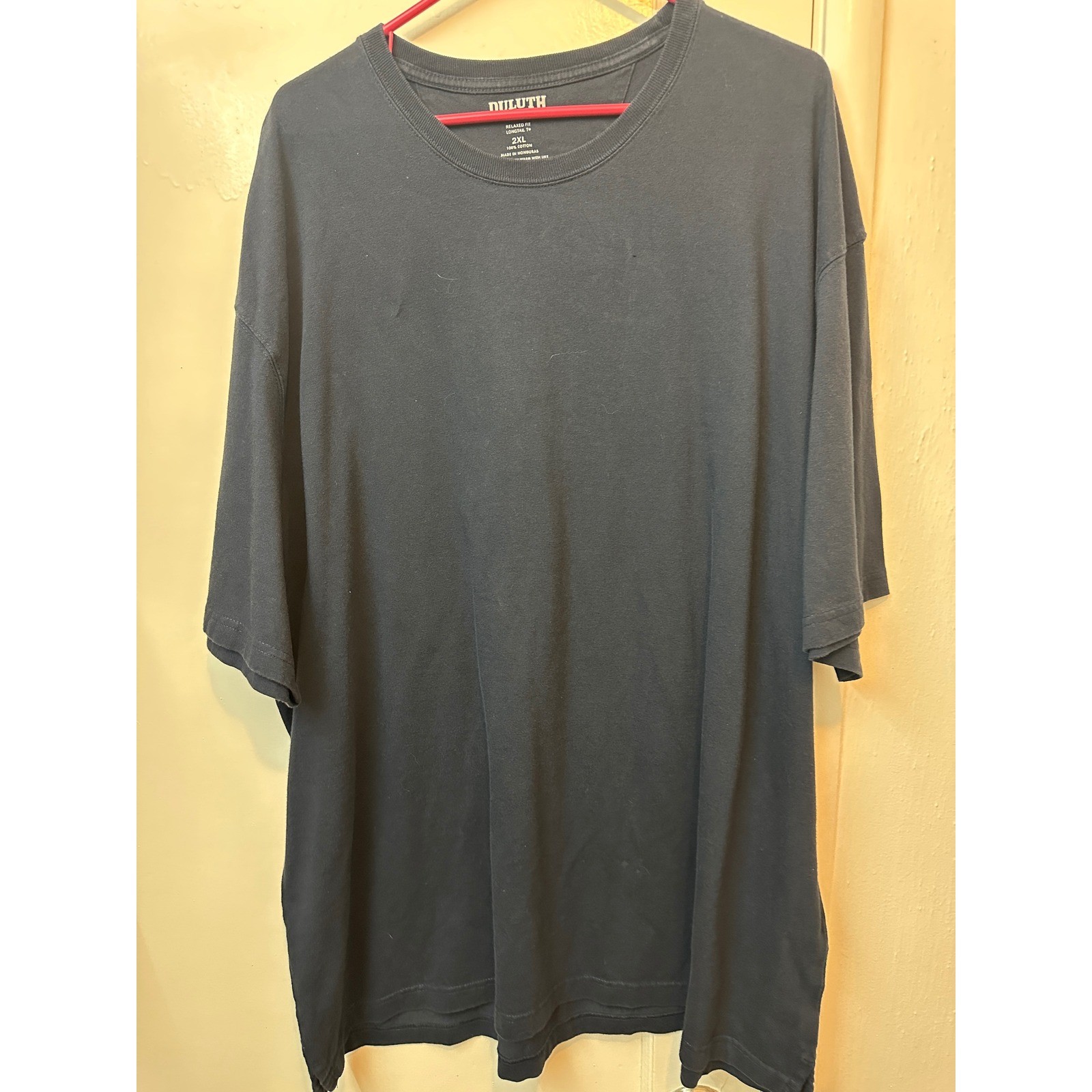 Duluth Trading Co Mens 2XL Relaxed Fit Longtail T Shirt Navy Blue Cotton Tee