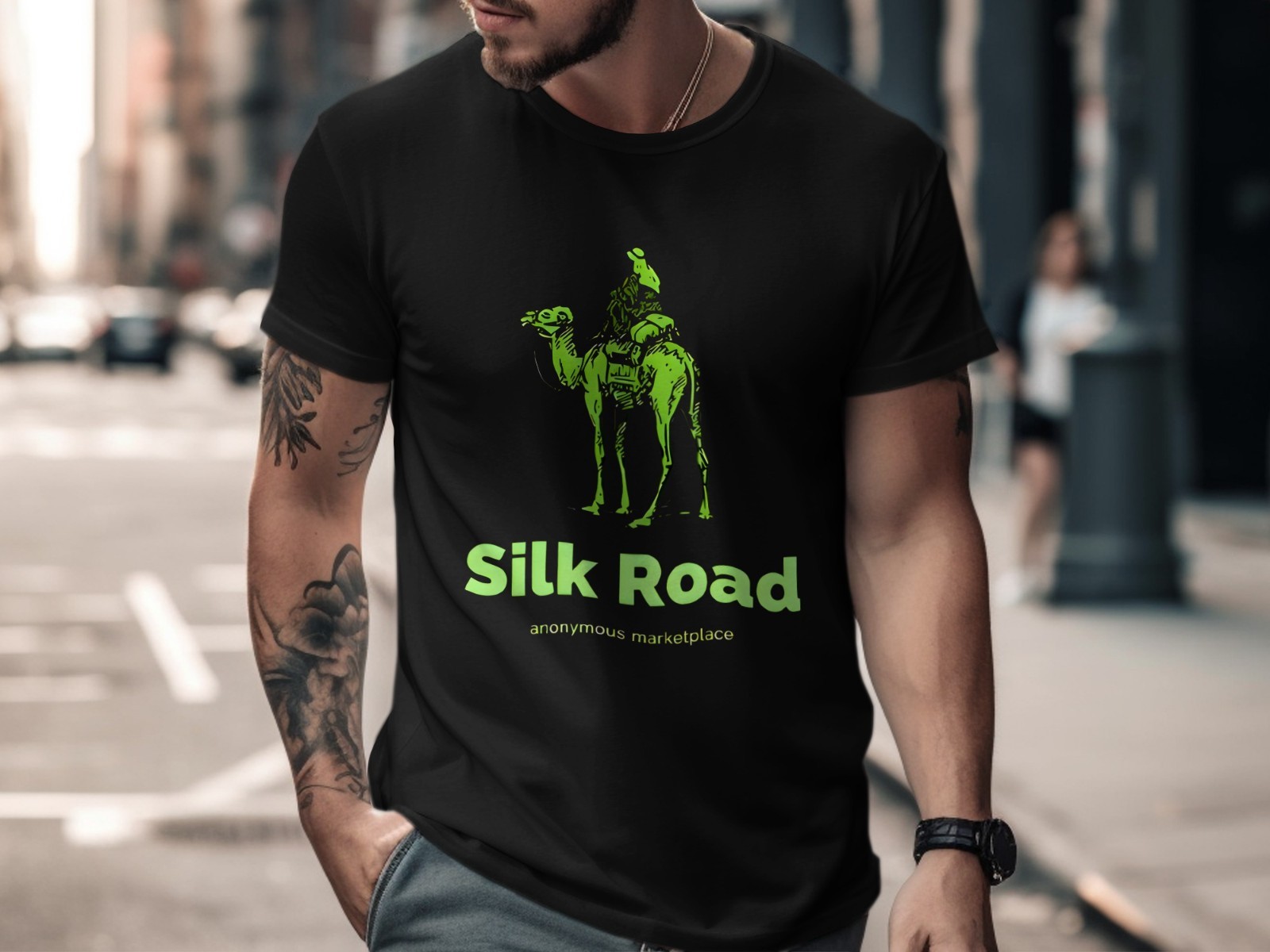 Silkroad Shop Logo T-Shirt, Cyberpunk Hacker Graphic Tee