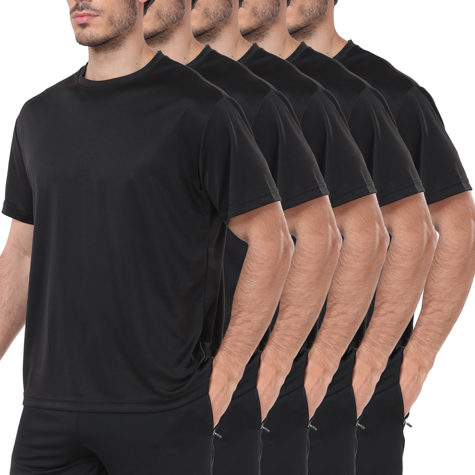 5 Pack Workout Shirts for Men Athletic Running Gym Quick Dry Short Sleeve Per... gallery