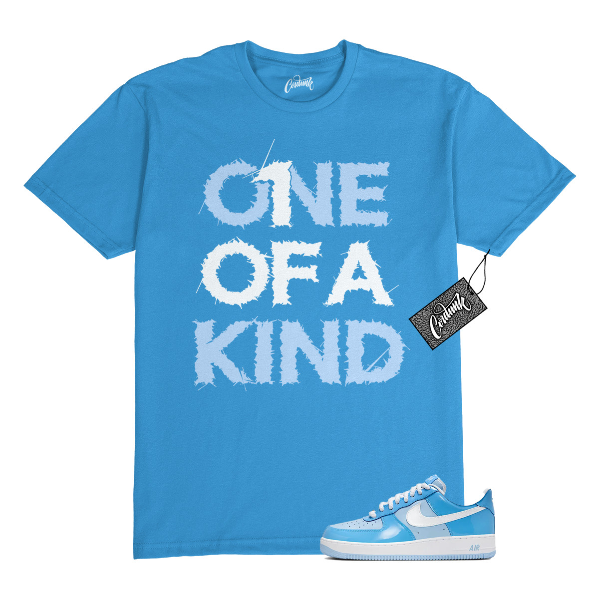 Air Force 1 Psychic Blue University Patent White LV8 T Shirt to Match 1OAK