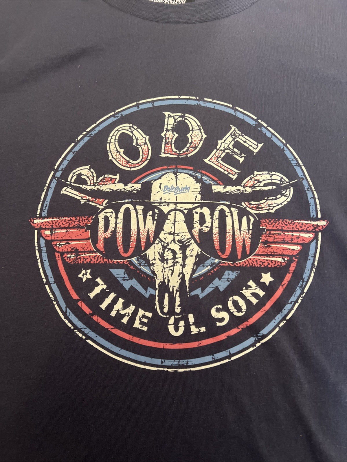 Rock & Roll Denim Dale Brisby Rodeo Time Ol' Son Blue Graphic T-Shirt LARGE gallery