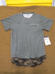 ENCRYPTED Men’s T-Shirt Olive Camo XL Zipper Pocket Curved Hem Cotton Blend