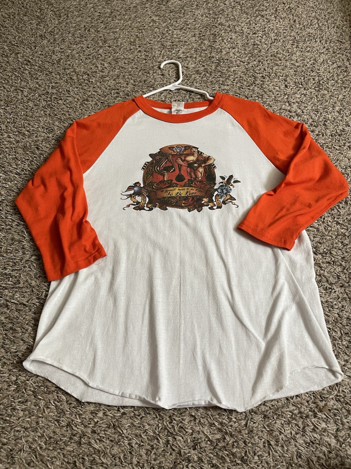 Crossfit Omaha Baseball 3/4 sleeve tshirt Orange white adult XL gallery