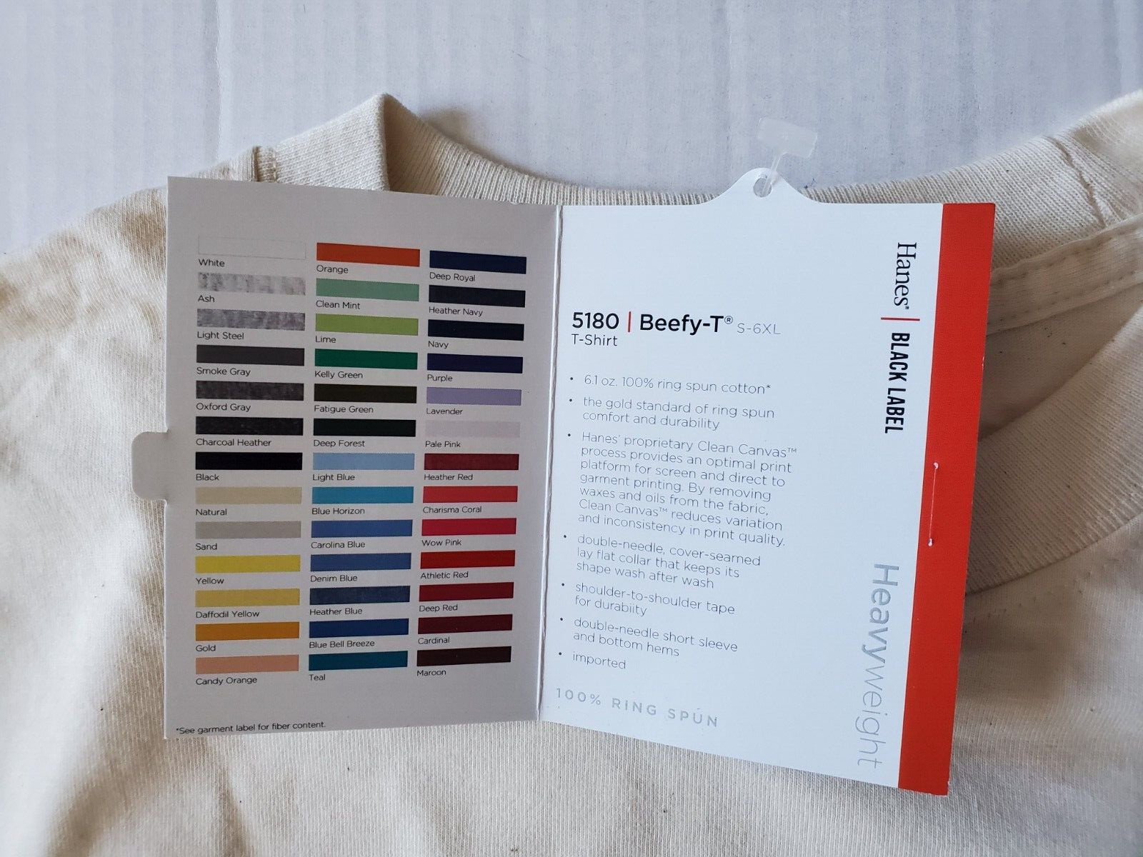 Hanes Beefy-T 5180 Men Cotton T-Shirt Natural '75 NWT gallery