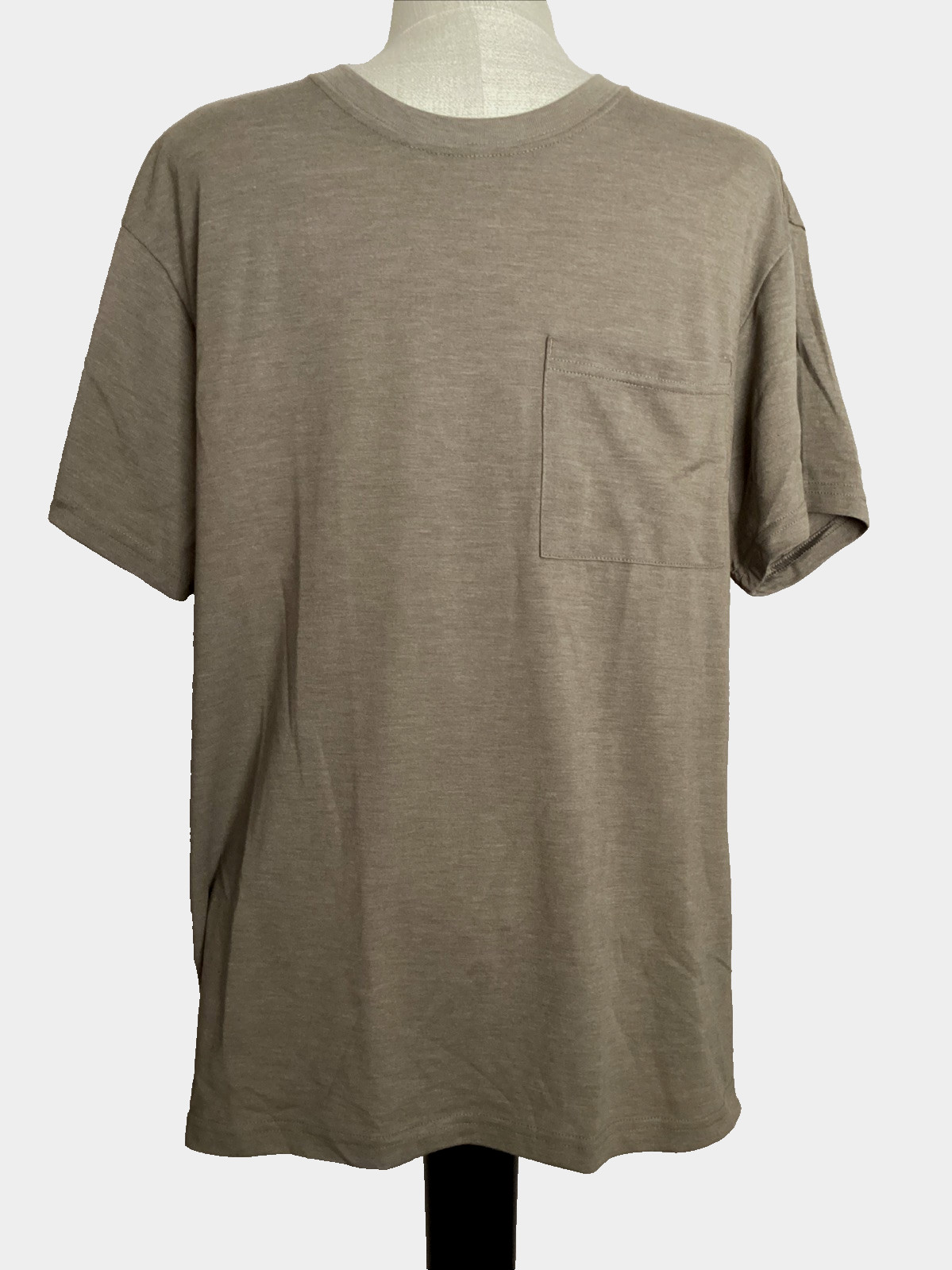 ATHLETIC WORKS Moisture Wicking Taupe Short Sleeve Crew Neck Pocket T-Shirt Sz M gallery