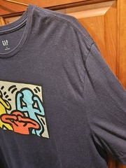 Keith Haring x Gap Hear See Say No Evil Pop Street Art Soft Comfy T Shirt XL