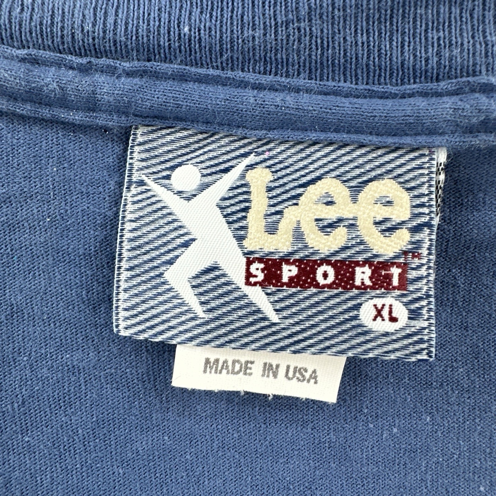 Vintage Lee Sport 90s XL Blue T Shirt Made In USA Fisherman’s Heart Through Fly gallery