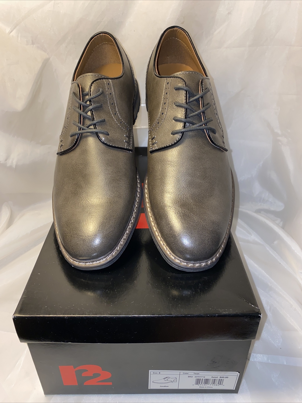 R2 JONATHAN Mens Dress Shoes Size 8, 8.5, 11 Taupe *N