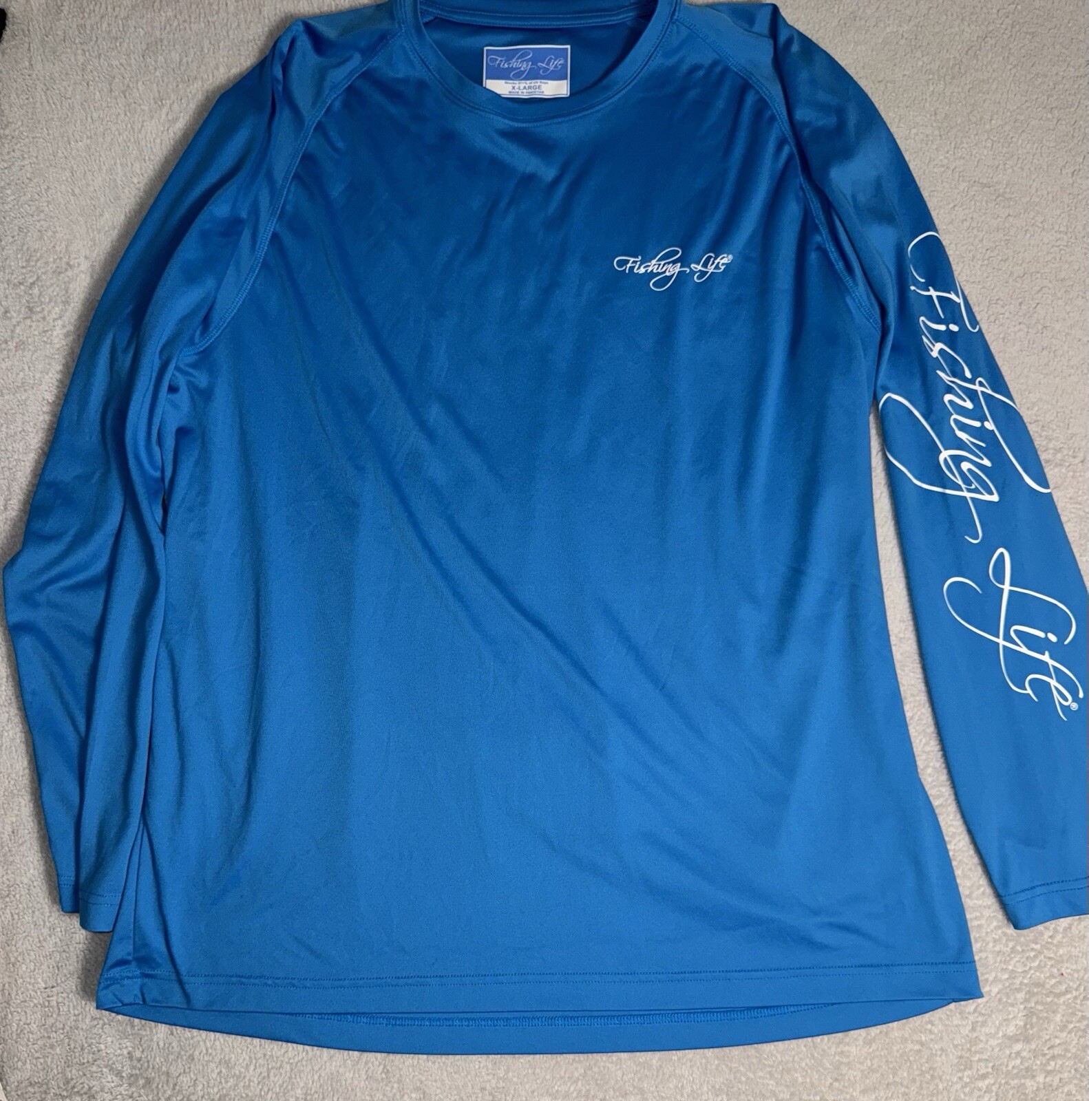 Fishing Life Shirt Men’s XL Blue Fishing Fisherman Long Sleeve Tee Casual