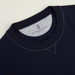 BRUNELLO CUCINELLI 700$ Crewneck Tshirt – Logo Embroidery, Contrast Stitches