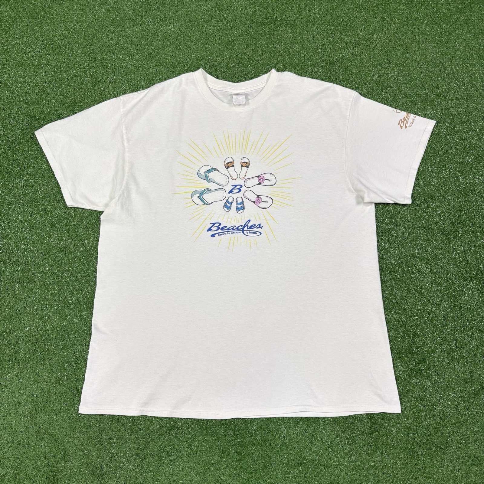 Vintage 2000s Beaches Resort By Sandals Vacation White T-Shirt Men’s XL – 23×29