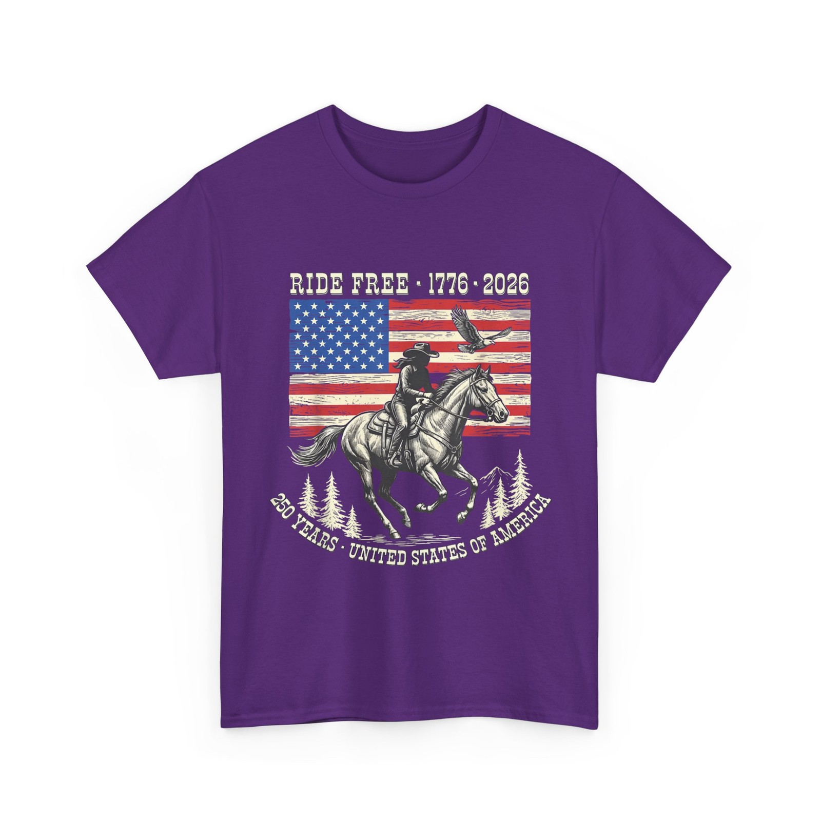 Ride Free 1776 2026 USA 250 Years Patriotic Cowboy Shirt