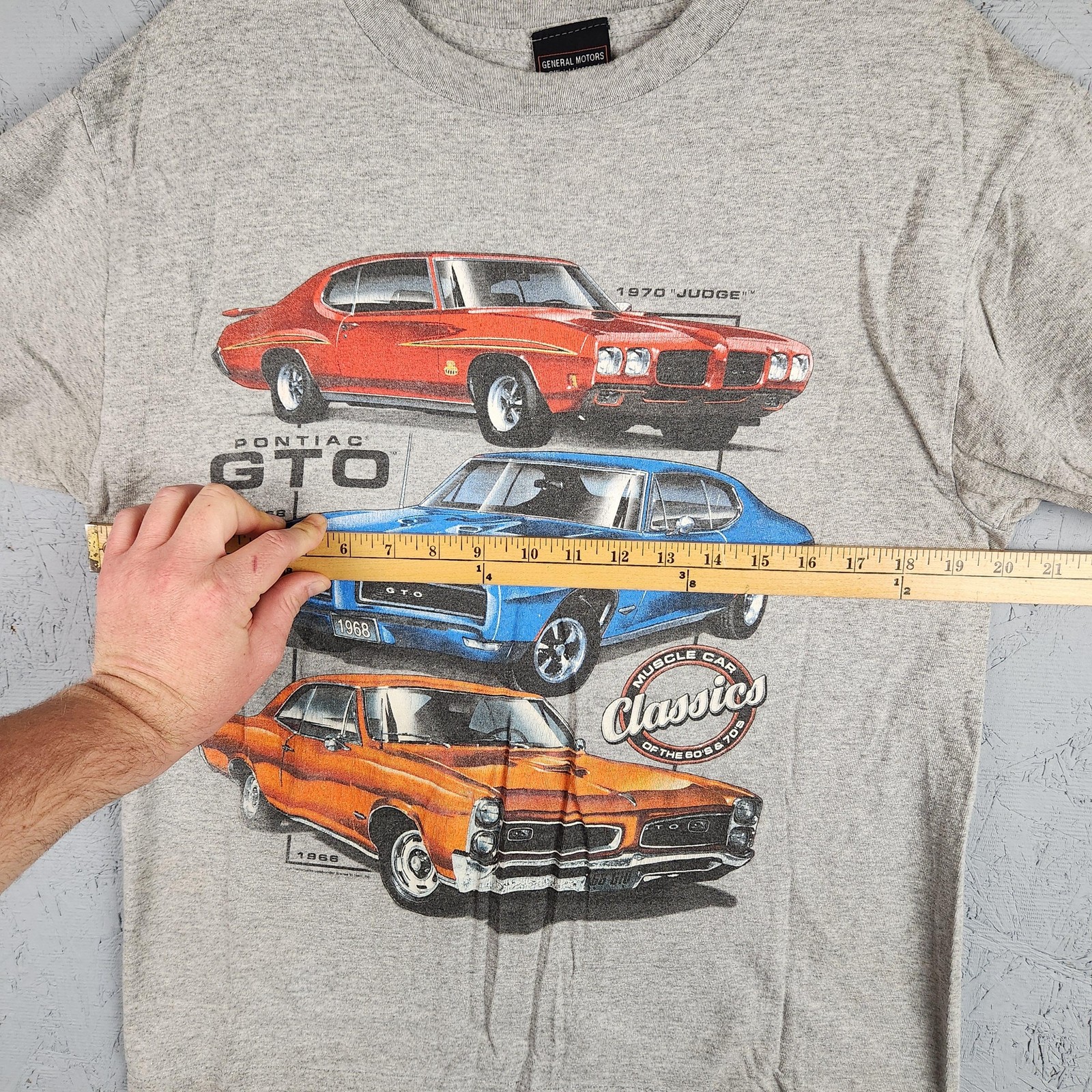 Vintage Pontiac GTO Classics Shirt Mens Medium Gray Muscle Car 60s 70s Graphic gallery