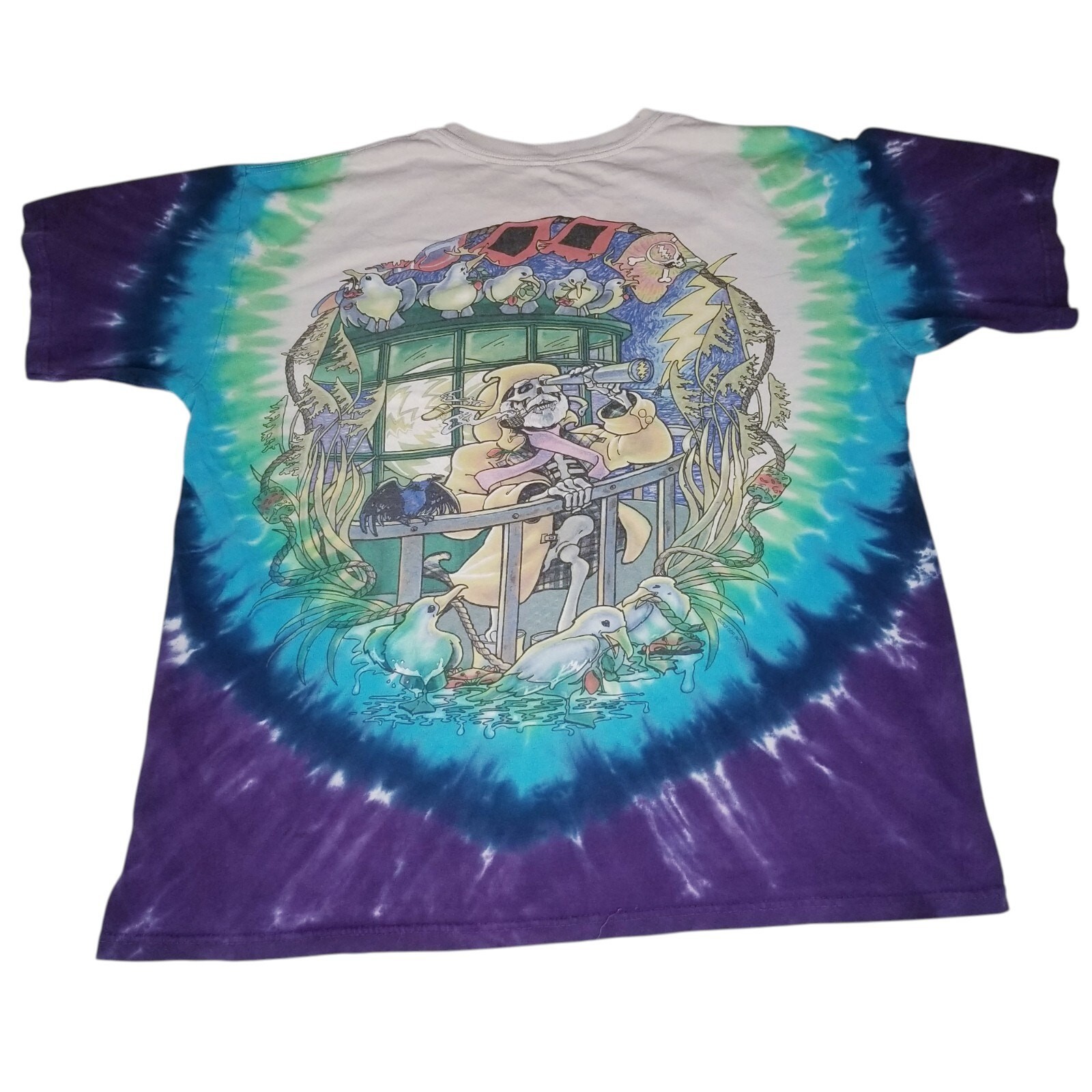 Liquid Blue GRATEFUL DEAD Light House Fisherman Tie Dye Band T Shirt Y2K Large gallery