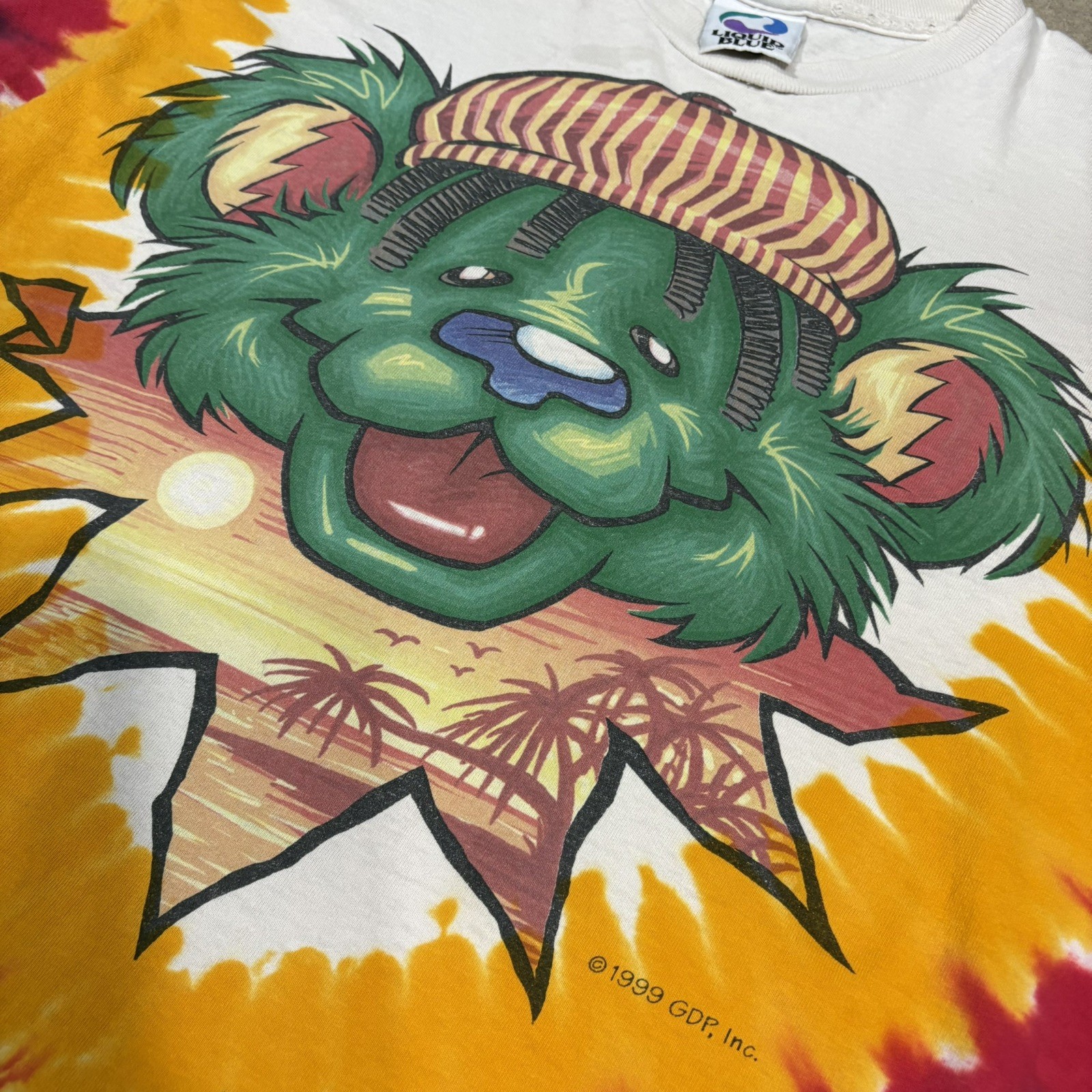 Vintage 1999 Liquid Blue Grateful Dead Rasta Bears Tie Dye Band T-Shirt Medium gallery